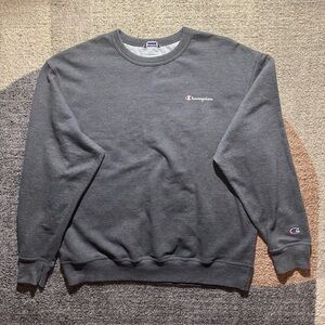 Champion - Men's Dark Charcoal Gray Crewneck Pullover Sweater Sweatshirt - XL